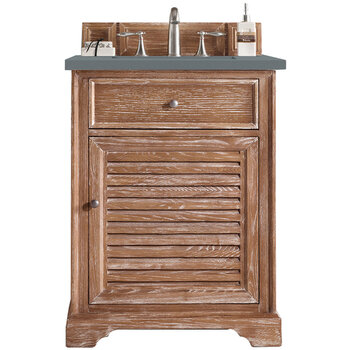 James Martin Furniture Savannah 26'' Single Vanity Cabinet in Driftwood with 3cm (1-3/8'' ) Thick Cala Blue Quartz Top and Rectangle Undermount Sink
