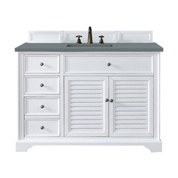 James Martin Furniture Savannah 48'' Single Vanity Cabinet in Bright White with 3cm (1-3/8'' ) Thick Cala Blue Quartz Top and Rectangle Undermount Sink