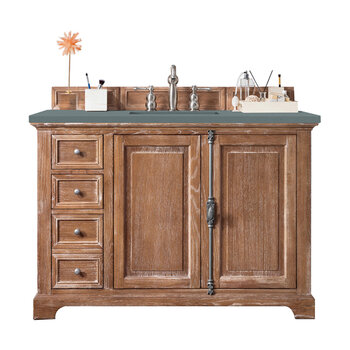 James Martin Furniture Providence 48'' Single Vanity Cabinet in Driftwood with 3cm (1-3/8'' ) Thick Cala Blue Quartz Top and Rectangle Undermount Sink