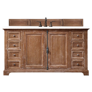 James Martin Furniture Providence 60'' Single Vanity Cabinet in Driftwood w/ 3cm (1-3/8'') Thick White Zeus Quartz Top