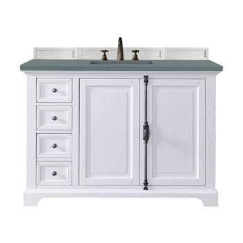 James Martin Furniture Providence 48'' Single Vanity Cabinet in Bright White with 3cm (1-3/8'' ) Thick Cala Blue Quartz Top and Rectangle Undermount Sink
