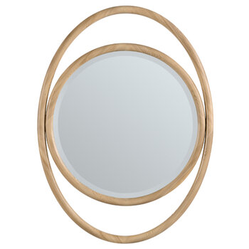 James Martin Furniture Esca 28'' Wall Mounted Beveled Edge Oval Mirror, Natural Frame Product View