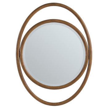 James Martin Furniture Esca 28'' Wall Mounted Beveled Edge Oval Mirror, Mid-Century Walnut Frame Product View