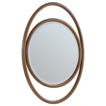 James Martin Furniture Esca 28'' Wall Mounted Beveled Edge Oval Mirror, Mid-Century Walnut Frame Product View