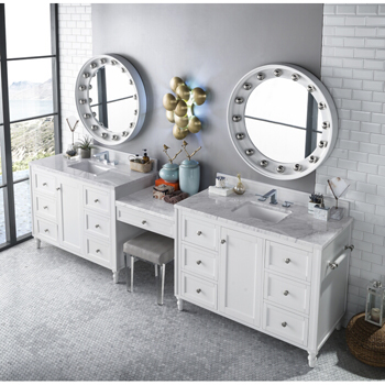 single sink vanity with makeup area