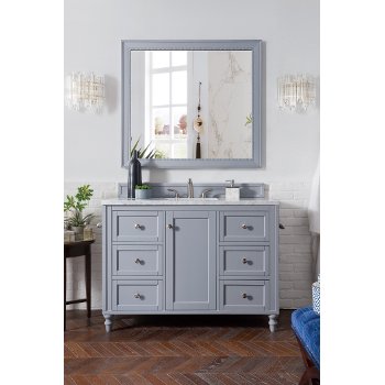 James Martin Furniture 48" Silver Gray w/ Carrara Marble Top Front View