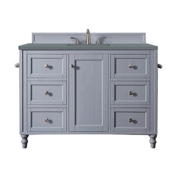 James Martin Furniture Copper Cove Encore 48'' Single Vanity in Silver Gray with 3cm (1-3/8'' ) Thick Cala Blue Quartz Countertop and Rectangle Sink