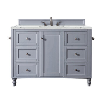 James Martin Furniture Copper Cove Encore 48'' Single Vanity in Silver Gray w/ 3cm (1-3/8'' ) Thick Ethereal Noctis Quartz Countertop and Rectangle Sink