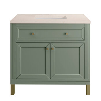 James Martin Furniture Chicago 36'' Single Vanity in Smokey Celadon with 3cm (1-3/8'' ) Thick Eternal Marfil Top and Rectangle Undermount Sink