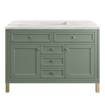 James Martin Furniture Chicago 48'' Single Vanity in Smokey Celadon with 3cm (1-3/8'' ) Thick Arctic Fall Top and Rectangle Undermount Sink