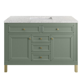 James Martin Furniture Chicago 48'' Single Vanity in Smokey Celadon with 3cm (1-3/8'' ) Thick Eternal Jasmine Pearl Top and Rectangle Undermount Sink