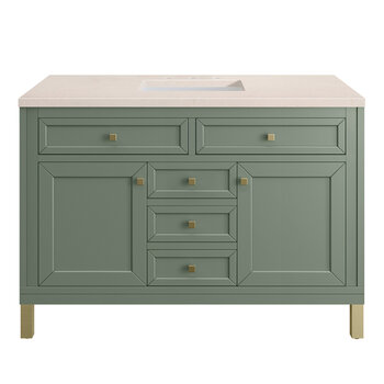 James Martin Furniture Chicago 48'' Single Vanity in Smokey Celadon with 3cm (1-3/8'' ) Thick Eternal Marfil Top and Rectangle Undermount Sink