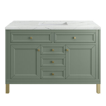 James Martin Furniture Chicago 48'' Single Vanity in Smokey Celadon with 3cm (1-3/8'' ) Thick Ethereal Noctis Top and Rectangle Undermount Sink