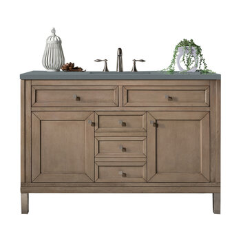 James Martin Furniture Chicago 48'' Single Vanity in Whitewashed Walnut with 3cm (1-3/8'' ) Thick Cala Blue Quartz Top and Rectangle Undermount Sink