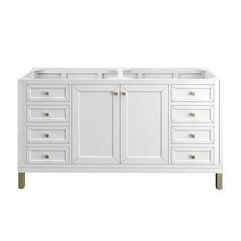 James Martin Furniture Chicago 60'' Double Vanity in Glossy White, Base Cabinet Only