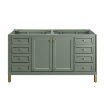 James Martin Furniture Chicago 60'' Double Vanity in Smokey Celadon, Base Cabinet Only