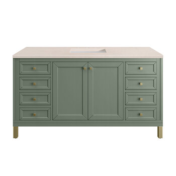 James Martin Furniture Chicago 60'' Single Vanity in Smokey Celadon with 3cm (1-3/8'' ) Thick Eternal Marfil Top and Rectangle Undermount Sink