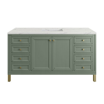 James Martin Furniture Chicago 60'' Single Vanity in Smokey Celadon with 3cm (1-3/8'' ) Thick Ethereal Noctis Top and Rectangle Undermount Sink