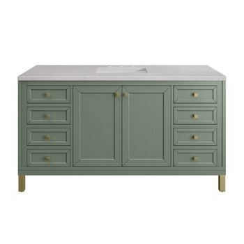 James Martin Furniture Chicago 60'' Single Vanity in Smokey Celadon with 3cm (1-3/8'' ) Thick Eternal Serena Top and Rectangle Undermount Sink