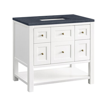 James Martin Furniture Breckenridge 36'' Single Vanity in Bright White with 3cm (1-3/8'') Thick Charcoal Soapstone Countertop and Rectangle Sink