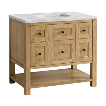 James Martin Furniture Breckenridge 36'' Single Vanity in Light Natural Oak with 3cm (1-3/8'') Thick Eternal Jasmine Pearl Countertop and Rectangle Sink