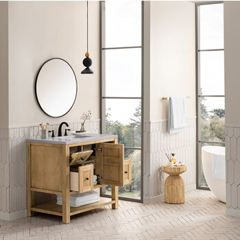 James Martin Furniture Breckenridge 36'' Single Vanity in Light Natural Oak with 3cm (1-3/8'') Thick Eternal Serena Countertop and Rectangle Sink