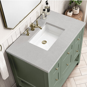 James Martin Furniture Breckenridge 36'' Single Vanity in Smokey Celadon with 3cm (1-3/8'') Thick Eternal Serena Countertop and Rectangle Sink
