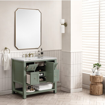 James Martin Furniture Breckenridge 36'' Single Vanity in Smokey Celadon, Base Cabinet Only