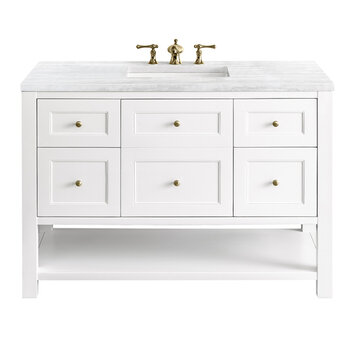James Martin Furniture Breckenridge 48'' Single Vanity in Bright White with 3cm (1-3/8'') Thick Arctic Fall Countertop and Rectangle Undermount Sink