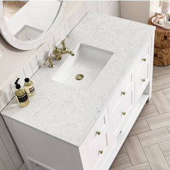 James Martin Furniture Breckenridge 48'' Single Vanity in Bright White with 3cm (1-3/8'') Thick Arctic Fall Countertop and Rectangle Undermount Sink
