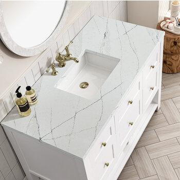 James Martin Furniture Breckenridge 48'' Single Vanity in Bright White with 3cm (1-3/8'') Thick Ethereal Noctis Countertop and Rectangle Undermount Sink