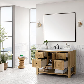 James Martin Furniture Breckenridge 48'' Single Vanity in Light Natural Oak with 3cm (1-3/8'') Thick Arctic Fall Countertop and Rectangle Sink