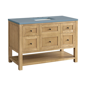 James Martin Furniture Breckenridge 48'' Single Vanity in Light Natural Oak with 3cm (1-3/8'') Thick Cala Blue Countertop and Rectangle Undermount Sink