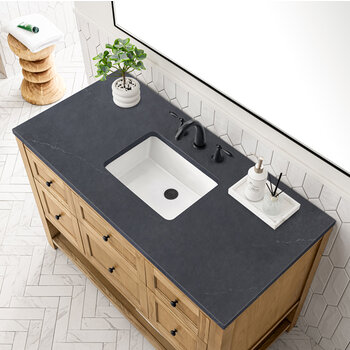 James Martin Furniture Breckenridge 48'' Single Vanity in Light Natural Oak with 3cm (1-3/8'') Thick Charcoal Soapstone Countertop and Rectangle Sink