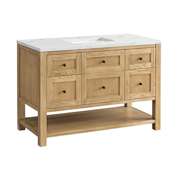 James Martin Furniture Breckenridge 48'' Single Vanity in Light Natural Oak with 3cm (1-3/8'') Thick Ethereal Noctis Countertop and Rectangle Sink