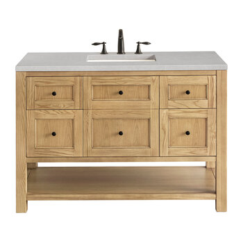 James Martin Furniture Breckenridge 48'' Single Vanity in Light Natural Oak with 3cm (1-3/8'') Thick Eternal Serena Countertop and Rectangle Sink