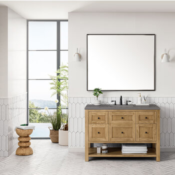 James Martin Furniture Breckenridge 48'' Single Vanity in Light Natural Oak with 3cm (1-3/8'') Thick Grey Expo Countertop and Rectangle Undermount Sink