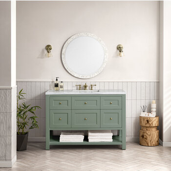 James Martin Furniture Breckenridge 48'' Single Vanity in Smokey Celadon with 3cm (1-3/8'') Thick Arctic Fall Countertop and Rectangle Undermount Sink
