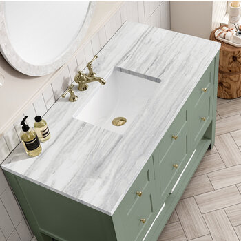 James Martin Furniture Breckenridge 48'' Single Vanity in Smokey Celadon with 3cm (1-3/8'') Thick Arctic Fall Countertop and Rectangle Undermount Sink
