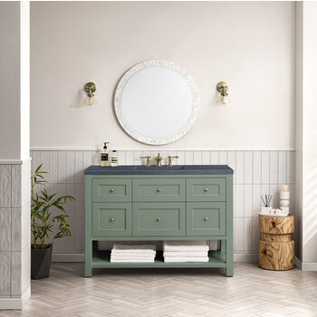 James Martin Furniture Breckenridge 48'' Single Vanity in Smokey Celadon with 3cm (1-3/8'') Thick Charcoal Soapstone Countertop and Rectangle Sink