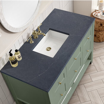 James Martin Furniture Breckenridge 48'' Single Vanity in Smokey Celadon with 3cm (1-3/8'') Thick Charcoal Soapstone Countertop and Rectangle Sink