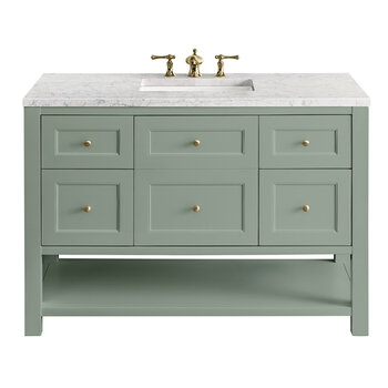 James Martin Furniture Breckenridge 48'' Single Vanity in Smokey Celadon with 3cm (1-3/8'') Thick Eternal Jasmine Pearl Countertop and Rectangle Sink