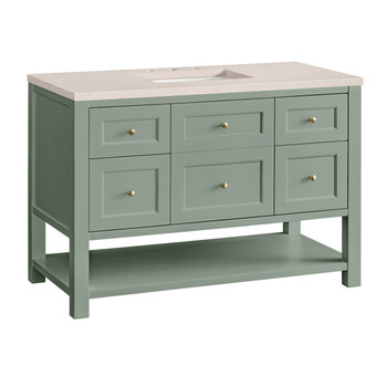 James Martin Furniture Breckenridge 48'' Single Vanity in Smokey Celadon with 3cm (1-3/8'') Thick Eternal Marfil Countertop and Rectangle Sink
