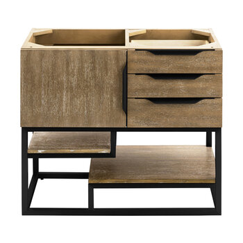 James Martin Furniture Columbia 36'' Single Vanity in Latte Oak and Matte Black, Base Cabinet Only