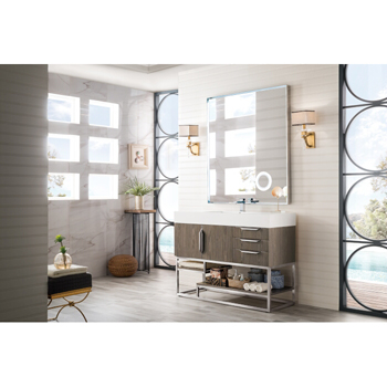James Martin Furniture 48" Ash Gray / Glossy White Side View