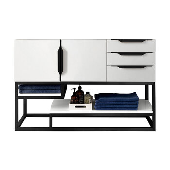 James Martin Furniture Columbia 48'' Single Vanity in Glossy White and Matte Black, Base Cabinet Only