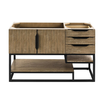 James Martin Furniture Columbia 48'' Single Vanity in Latte Oak and Matte Black, Base Cabinet Only