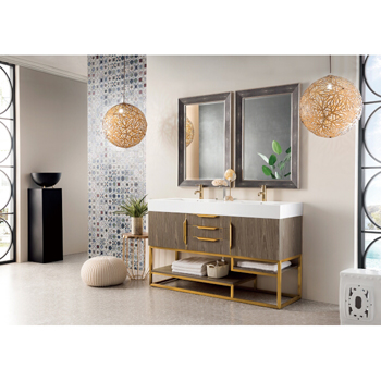 Columbia Double Bathroom Vanity Cabinet with Radiant Gold Accents