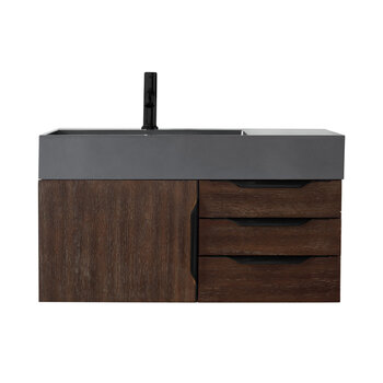 James Martin Furniture Mercer Island 36'' Single Vanity in Coffee Oak and Matte Black with Dusk Grey Glossy Composite Sink Top