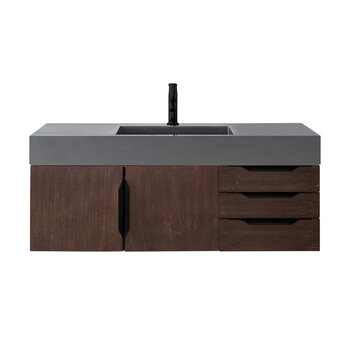 James Martin Furniture Mercer Island 48'' Single Vanity in Coffee Oak and Matte Black with Dusk Grey Glossy Composite Sink Top
